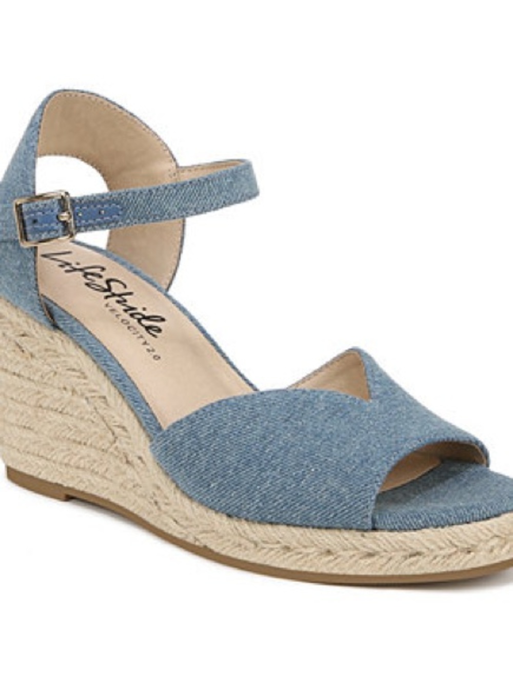 Life Stride Tess Women’s Light Blue Denim Espadrilles Sandals Shoes 7.5M